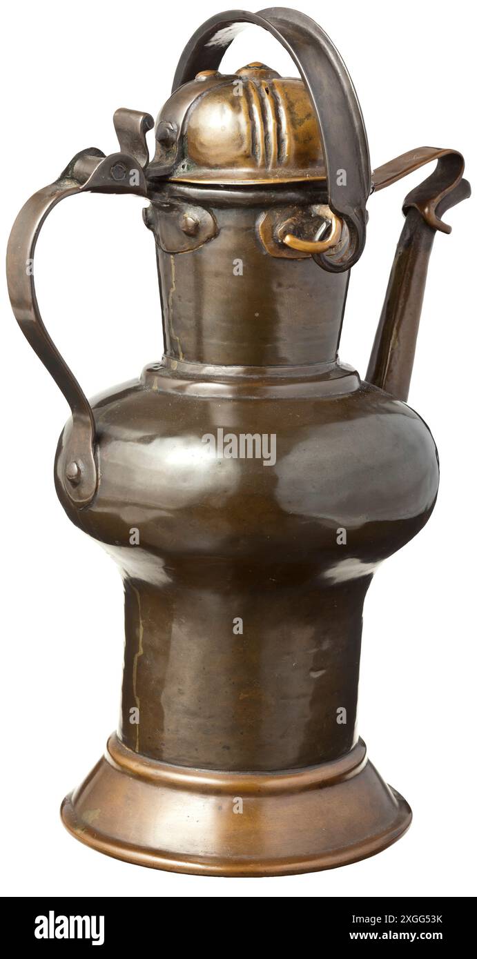 Eine norditalienische Kupferflagge oder „Stegkanne“ aus dem 17. Jahrhundert Stockfoto