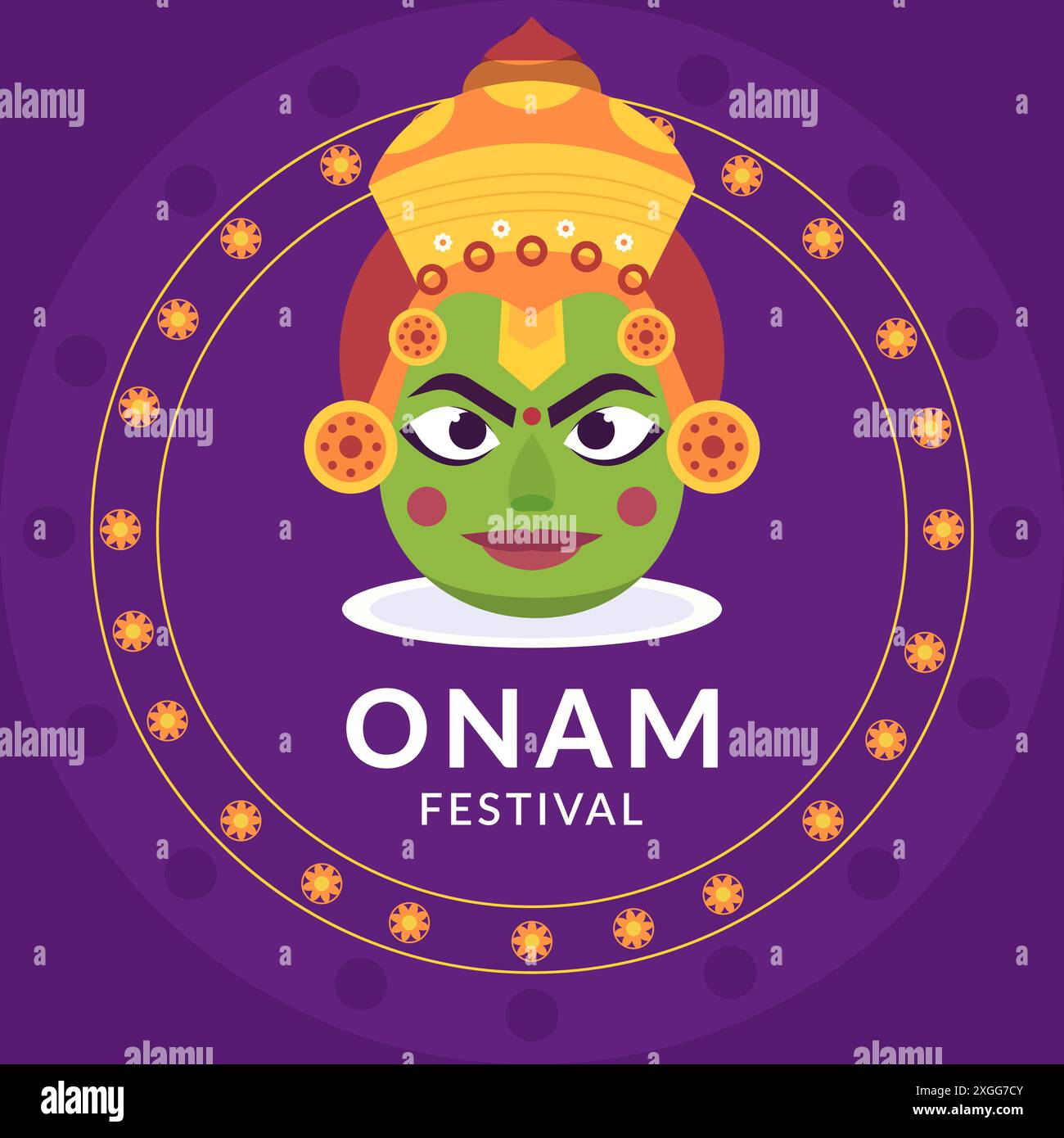 Happy Onam Festival Illustration in flachem Design Stock Vektor