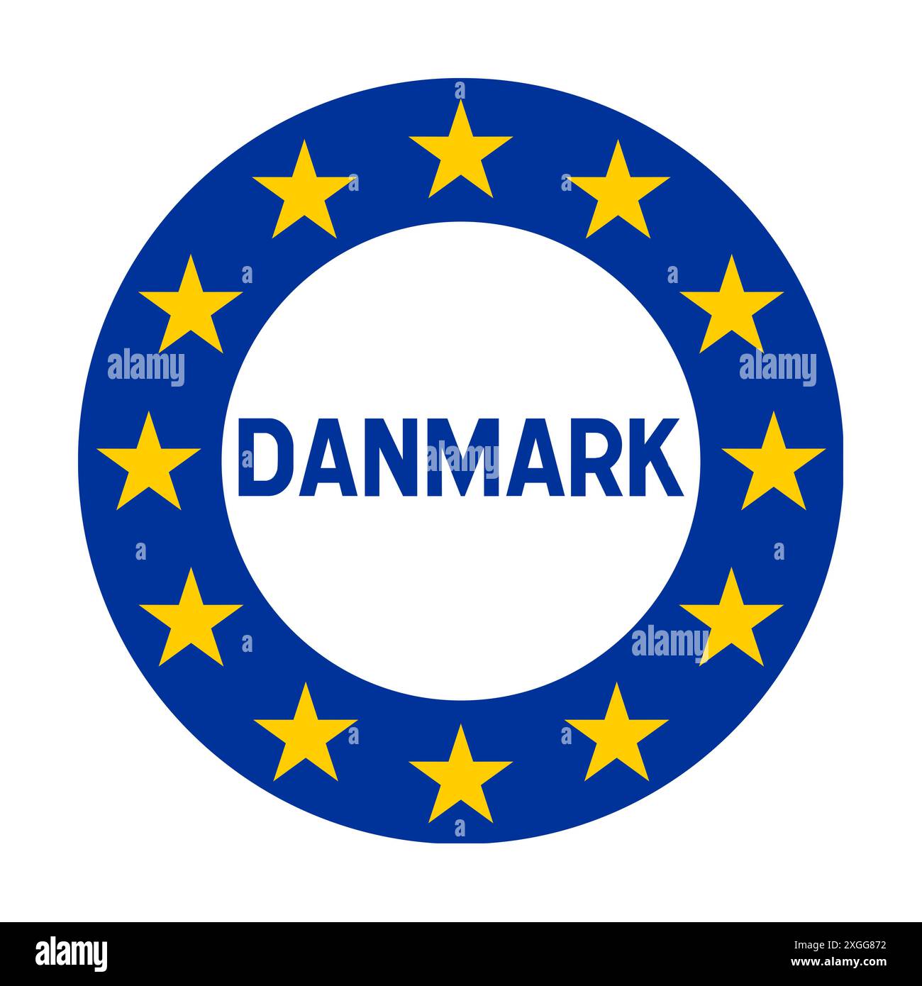 Dänemark Schild Abbildung mit der europäischen Flagge Stockfoto