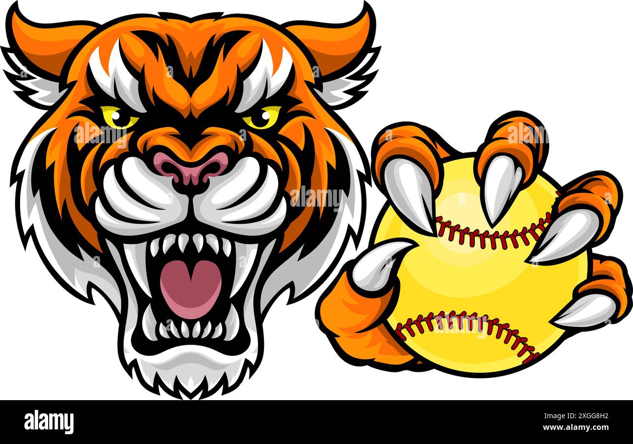 Maskottchen Des Tiger Softball Animal Sports Teams Stock Vektor