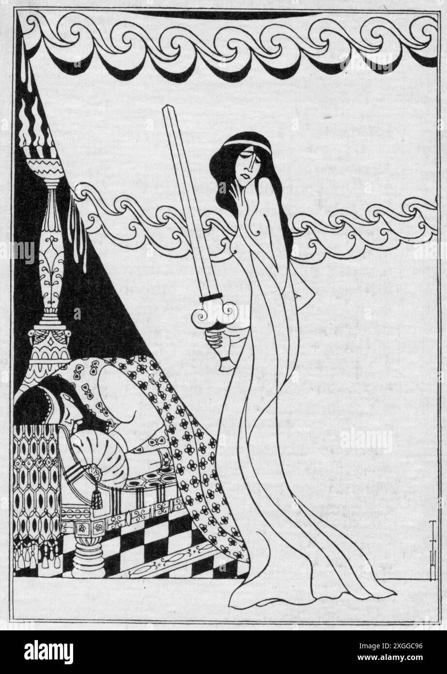 Religion, biblische Szene, Judith and Holofernes, Zeichnung, von Thomas Theodor Heine (1867–1948), 1908, das URHEBERRECHT DES KÜNSTLERS MUSS NICHT GELÖSCHT WERDEN Stockfoto