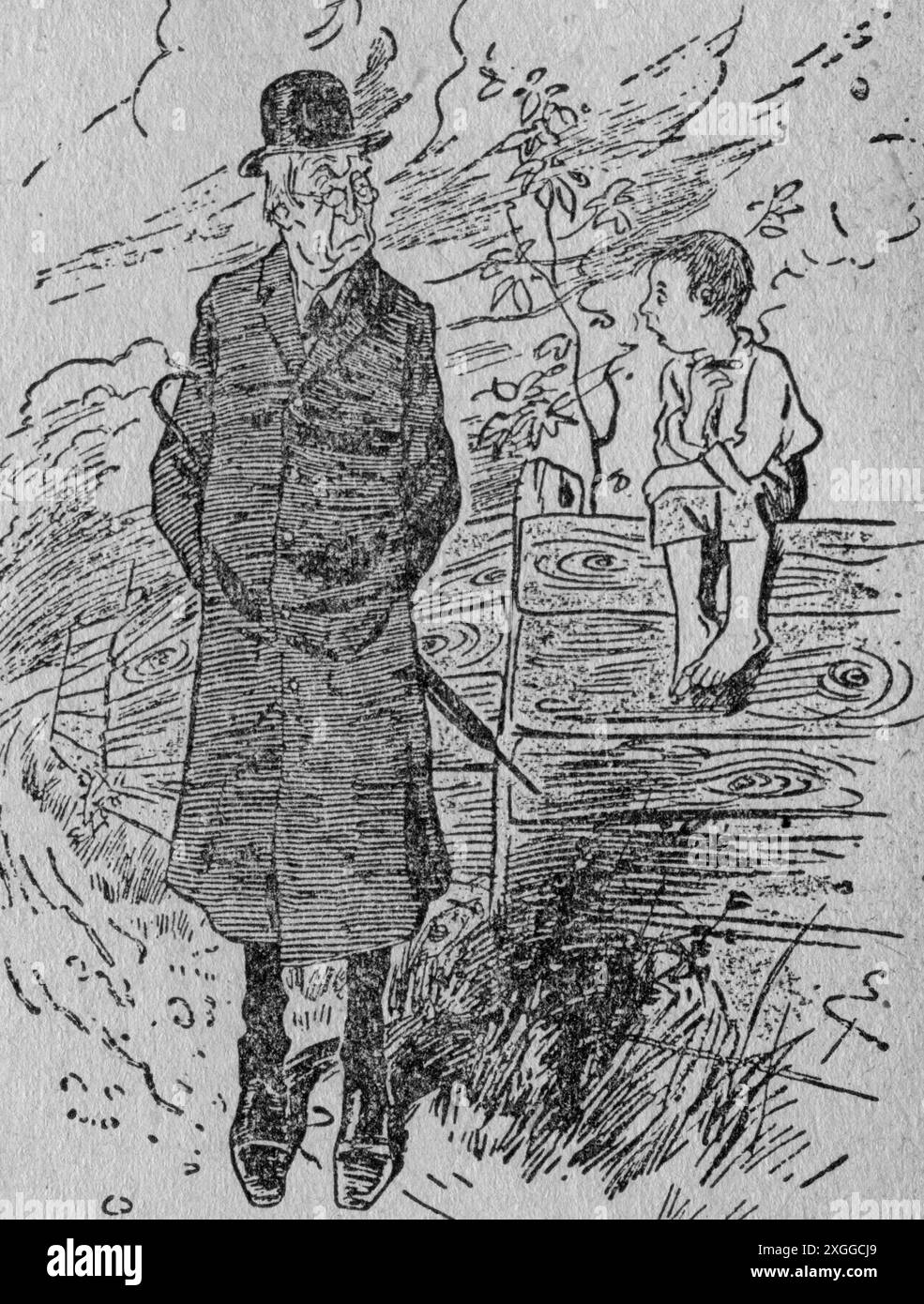 Tabak, Karikatur, "Was, du rauchst schon Zigaretten?", warte, das URHEBERRECHT DES KÜNSTLERS MUSS NICHT GELÖSCHT WERDEN Stockfoto