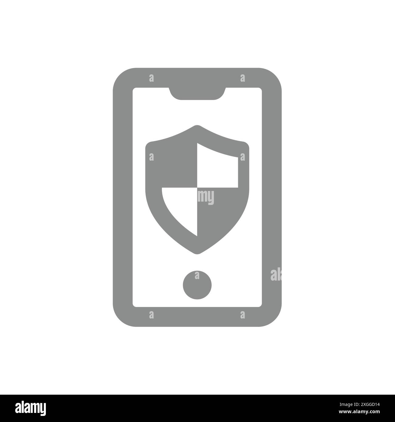 Smartphone- und Schildvektorsymbol. Symbol für gesichertes und sicheres Telefon. Stock Vektor