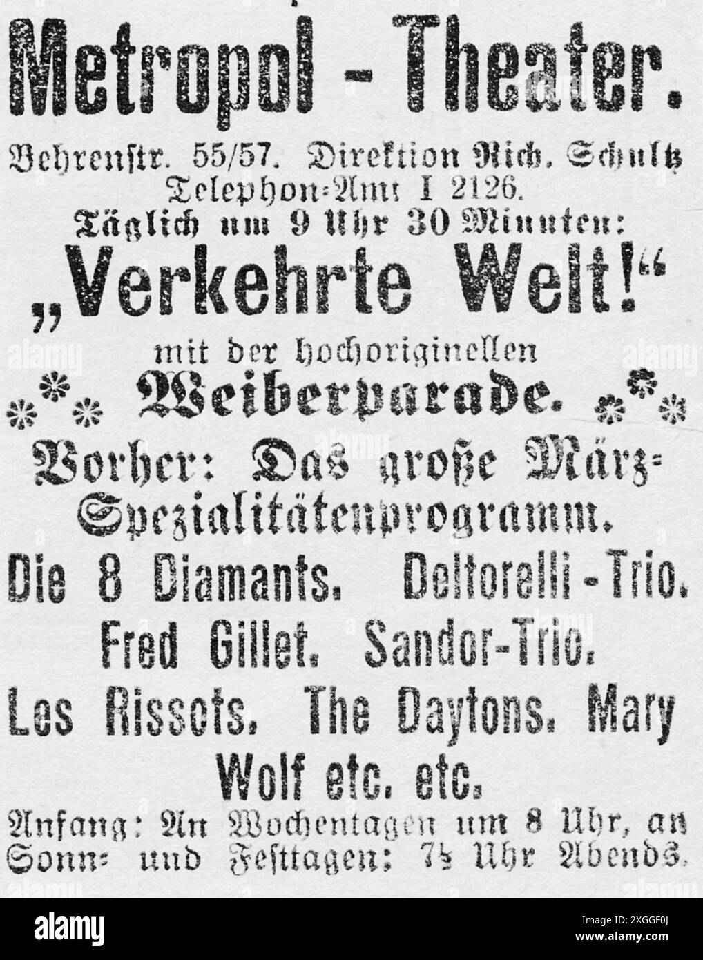 theater / Theater, Operette, 'die verkehrte Welt', von Gaston Serpelle / Julius Einoedshofer, ADDITIONAL-RIGHTS-CLEARANCE-INFO-NOT-AVAILABLE Stockfoto