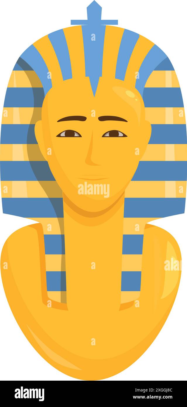 Goldene tutanchamun-Todesmaske, die die alte ägyptische Zivilisation darstellt, isoliert auf einem weißen Hintergrund Stock Vektor