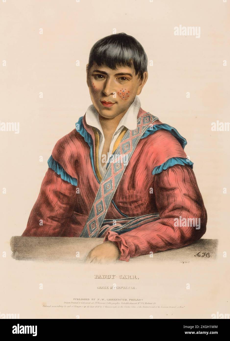 Paddy-Carr. Creek Interpreter 1838, Indianer, historische Indianerstämme aus Nordamerika, Charles Bird King 1785 - 1862, Historisch, digitale Gastronomie Stockfoto
