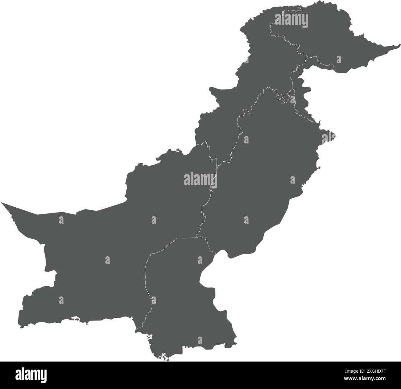 Leere Vektor-regionale Vektor-Karte von Pakistan mit Provinzen und Gebieten und Verwaltungseinheiten. Bearbeitbare und klar beschriftete Ebenen. Stock Vektor