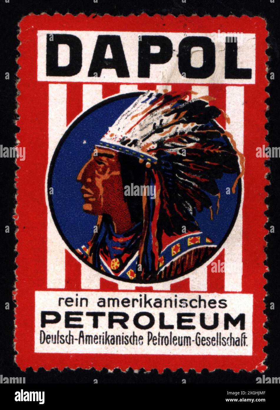 Werbung, Energie, Dapol, reines amerikanisches Kohleöl, German-American Petroleum Company, Plakatmarke, ADDITIONAL-RIGHTS-CLEARANCE-INFO-NOT-AVAILABLE Stockfoto
