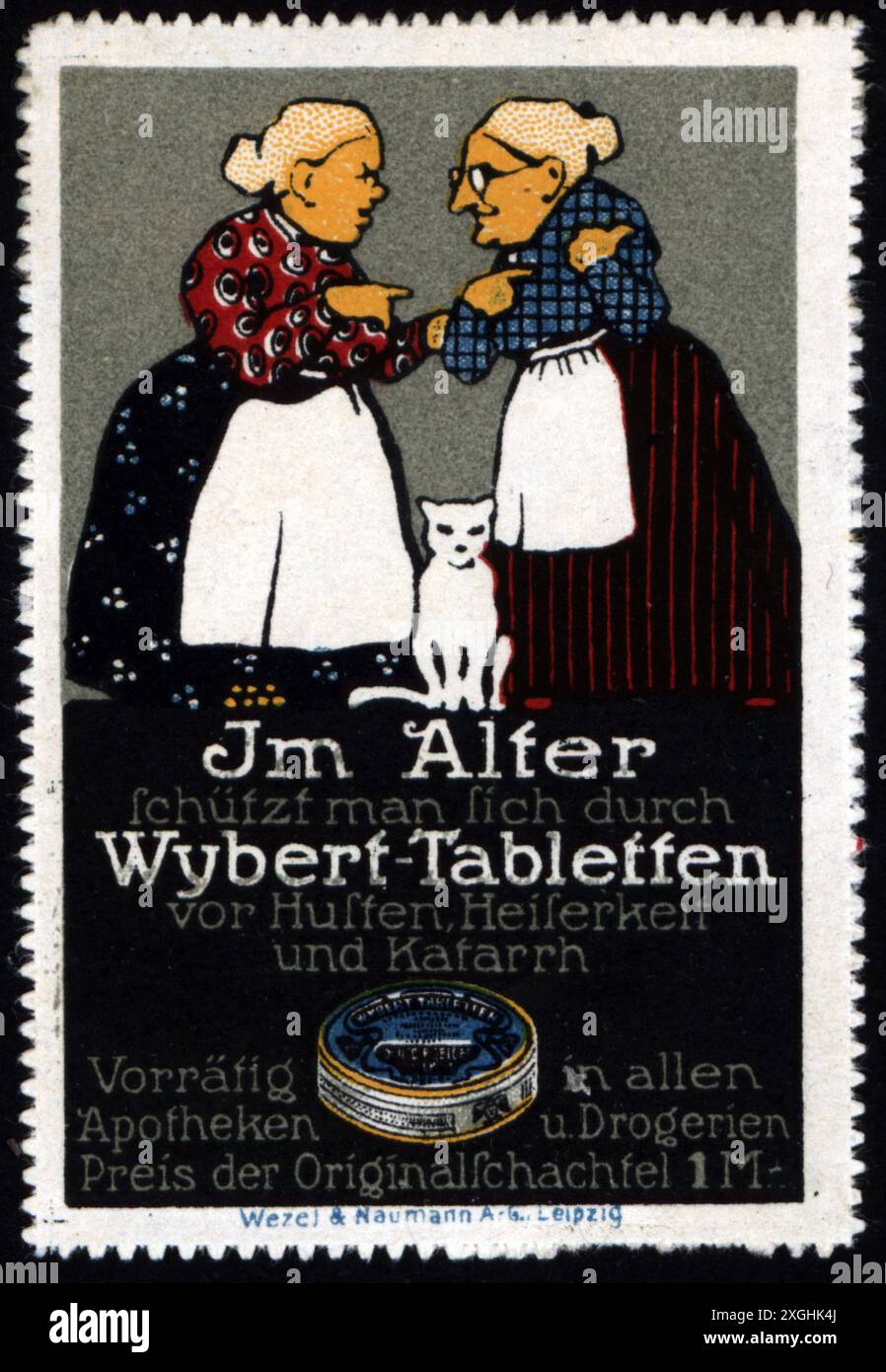 Werbung, Medizin, Apotheke, "im Alter Wybert Tabletten, helfen gegen Husten, ZUSÄTZLICHE RECHTE-CLEARANCE-INFO-NICHT-VERFÜGBAR Stockfoto