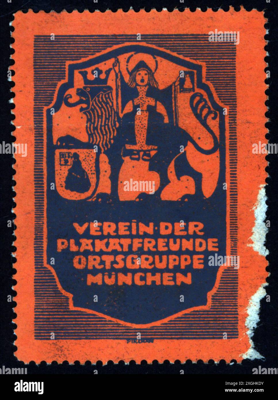 Werbung, Clubs, Society of the Friends of Posters, Kapitel München, Posterstempel, circa 1910, ZUSÄTZLICHE-RECHTE-FREIGABE-INFO-NICHT-VERFÜGBAR Stockfoto