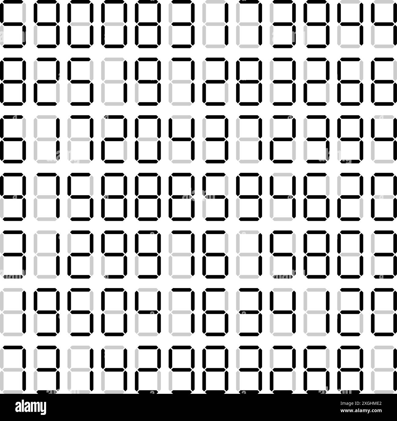 Digitale Retro-Anzeige mit Zufallszahlen, nahtloser Hintergrund Stock Vektor