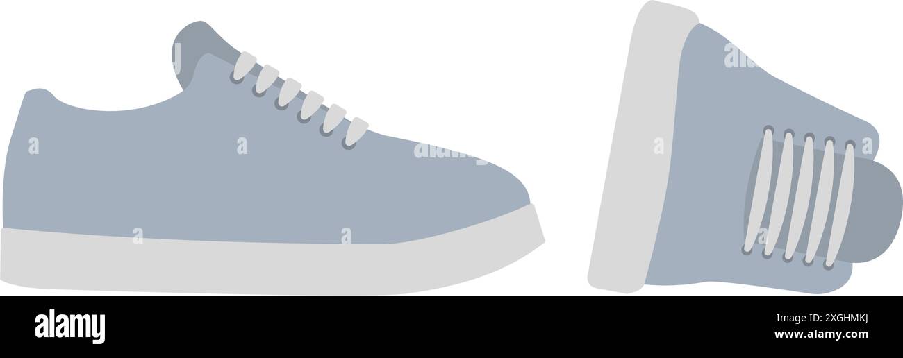 Graue Sneakers isoliert, Schuh- und Sportkonzept Stock Vektor