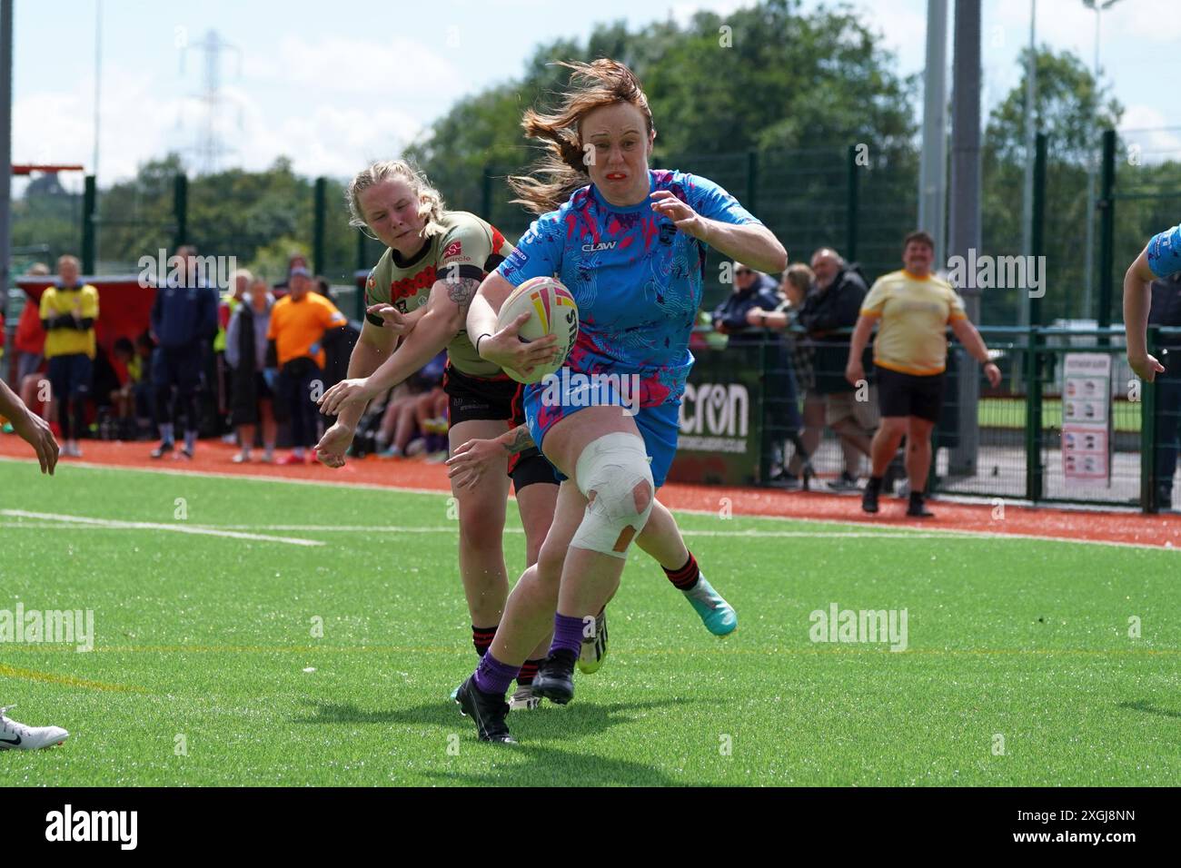 Seren Gough-Walters spielt für Cardiff Demons gegen Army Rugby League, Cardiff 6. Juli 2024 Stockfoto