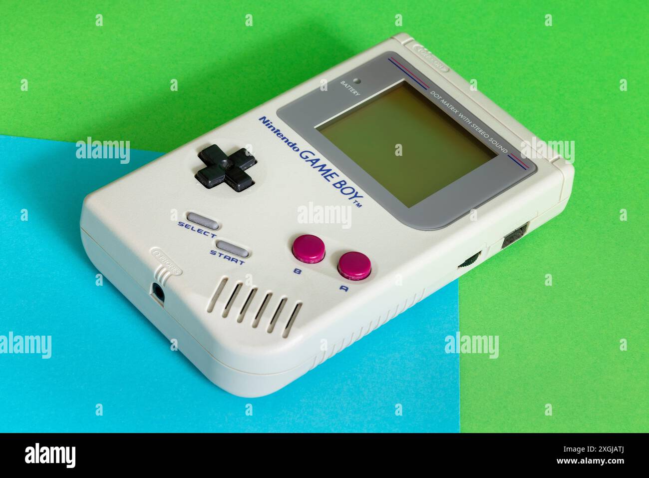 Klassische 1989 Nintendo Game Boy Handheld-Spielkonsole Stockfoto
