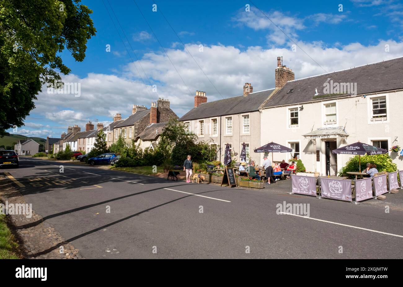 Pflug Hotel, Town Yetholm, Scottish Borders, Tor zu den Cheviots. Schottland, Großbritannien Stockfoto