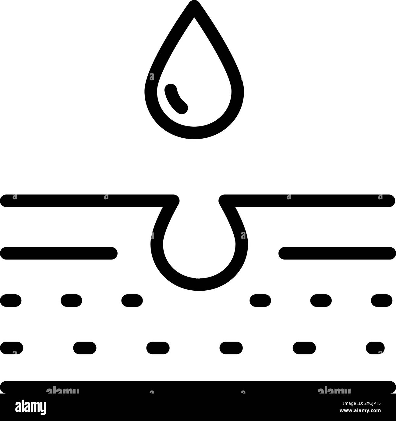 Symbol „Porenbereinigungslinie“. Piktogramm Für Die Reinigungslinie Der Gesichtspflege. Symbol „Hautbehandlung“. Abbildung Des Isolierten Vektors. Reinigung, UVB, AHA, BHA, Säure Stock Vektor