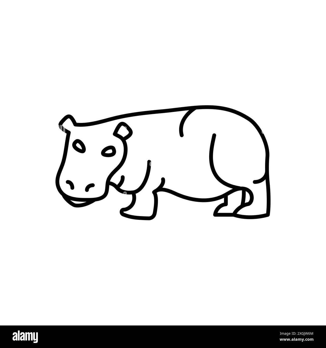 Hippopotamus- oder Hippo-Symbol-Vektor-Logo-Set-Sammlung für Web-App-ui Stock Vektor