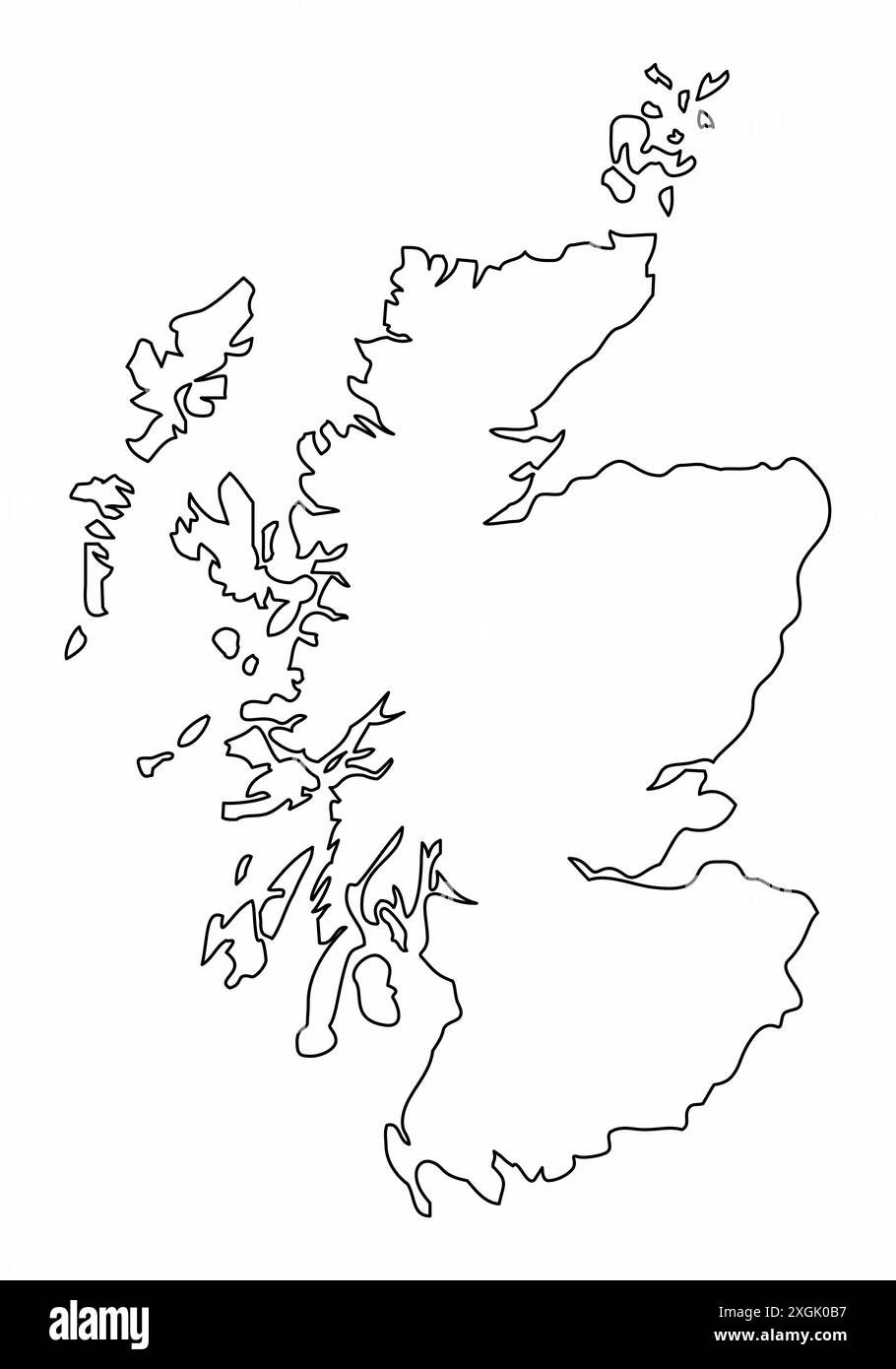 Schottland-Umrisskarte isoliert auf weißem Hintergrund Stock Vektor