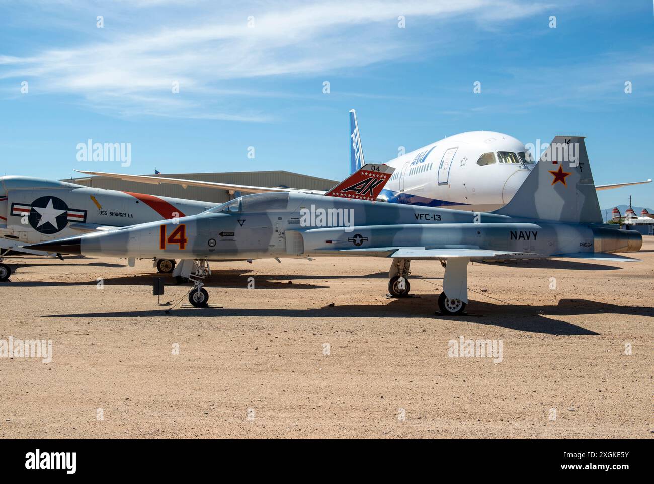 Northrop F-5E Tiger II Top Gun School Flugzeuge im Pima Air & Space Museum in Tucson, AZ, USA Stockfoto