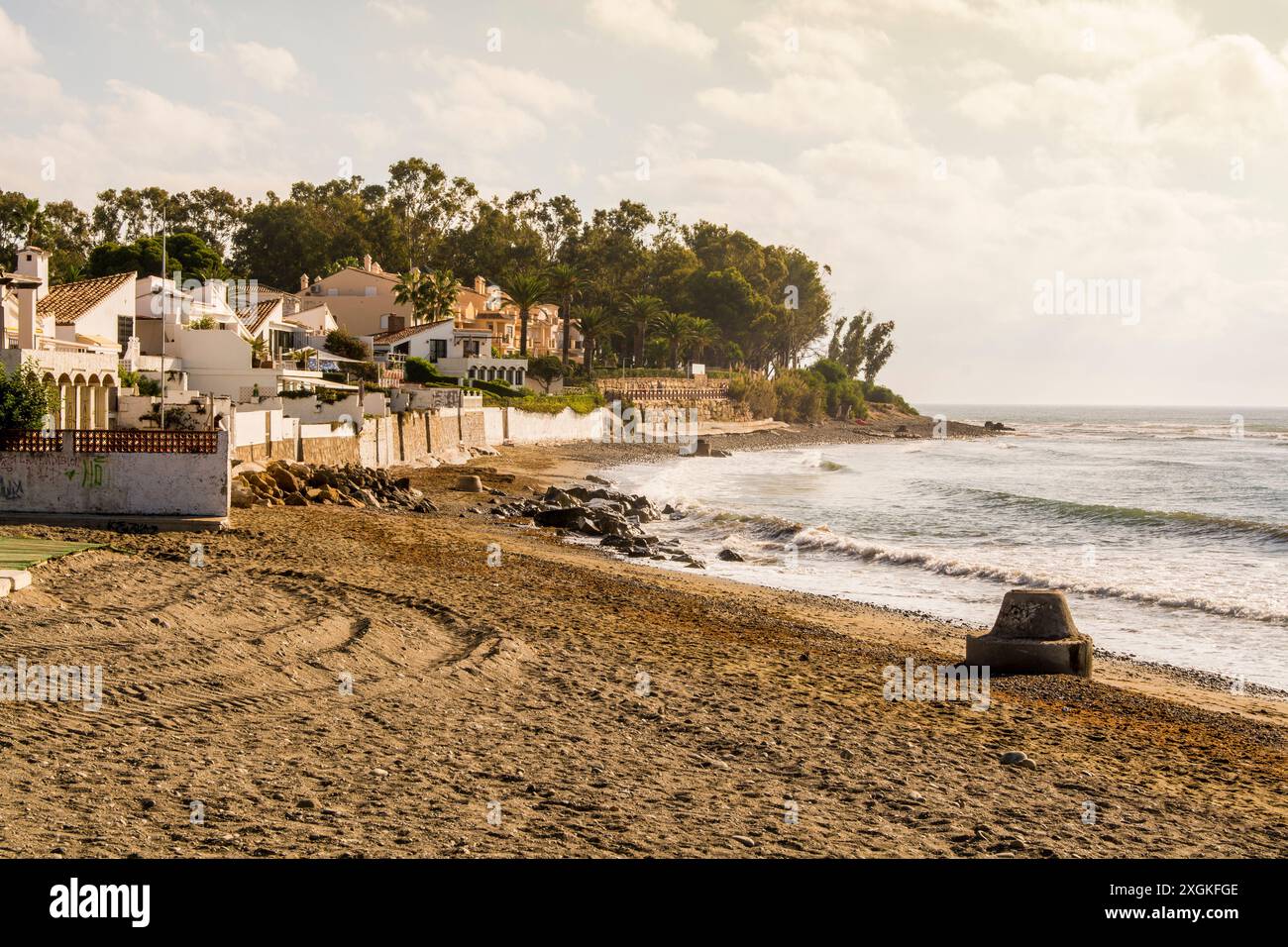 Playa de Punta de la Plata Beach, Punta de la Plata, malaga, spanien. Stockfoto