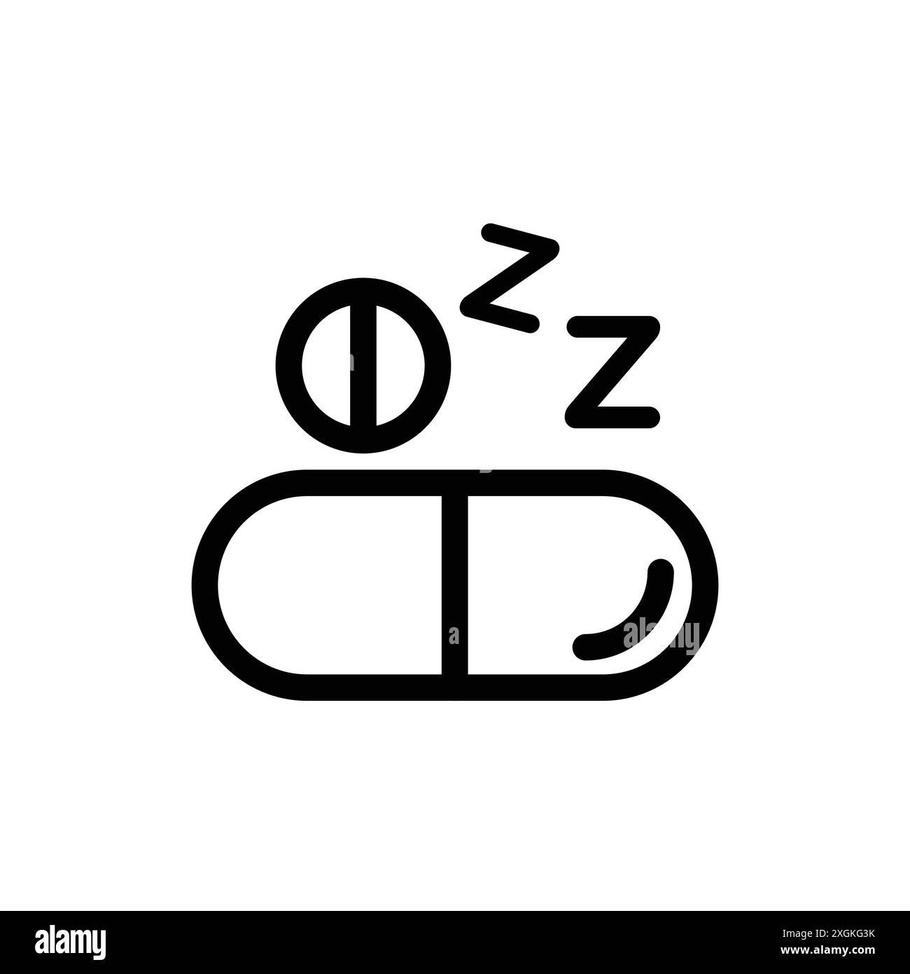 Schlaftabletten Icon Logo Zeichen Vektor Umriss in schwarz-weiß Farbe Stock Vektor