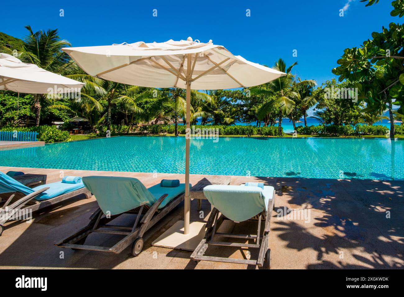 Four Seasons Resort, Mahe, Republik Seychellen, Indischer Ozean. Stockfoto