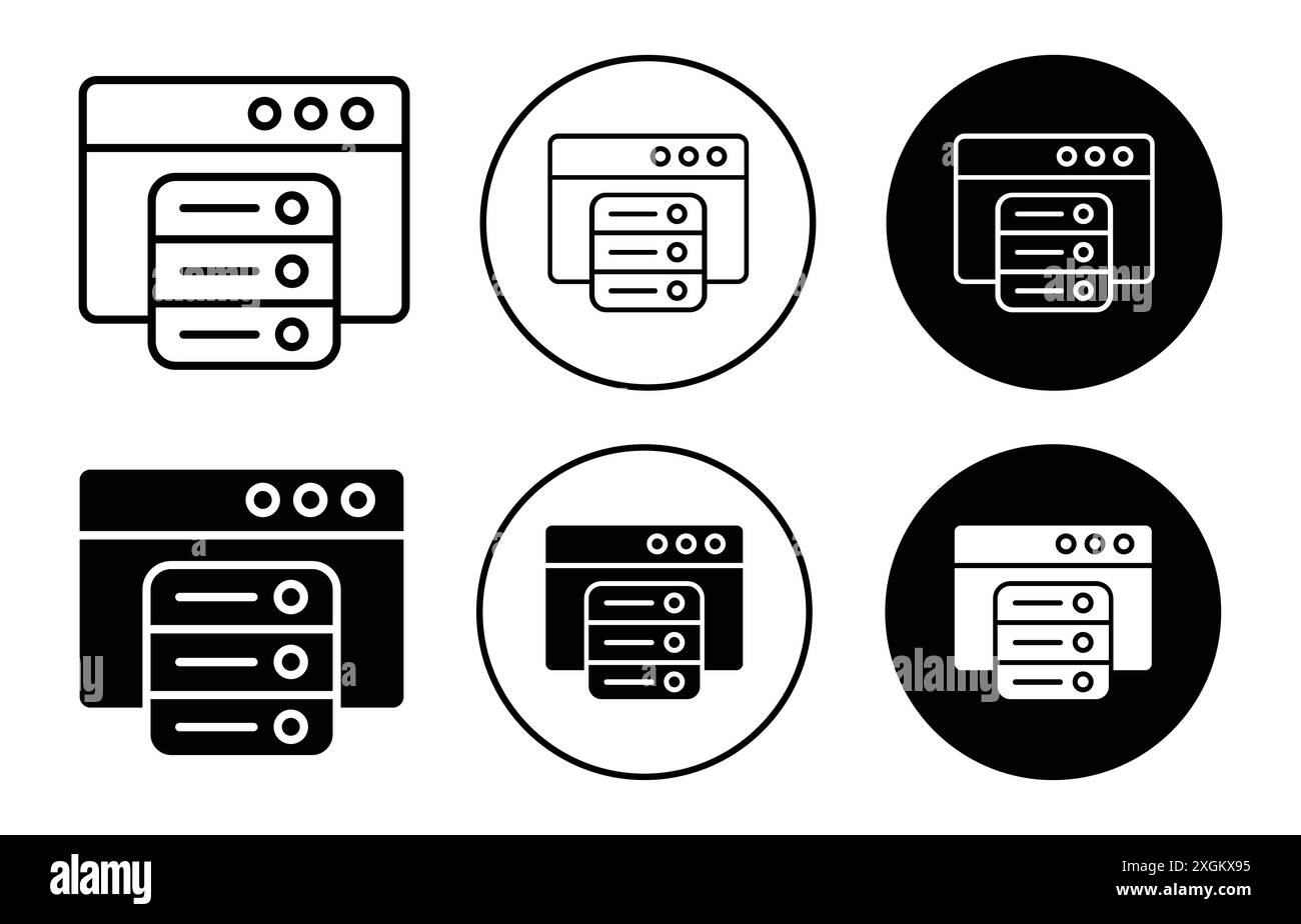 Caching-Symbol Logozeichen Vektorkontur in Schwarz-weiß Stock Vektor