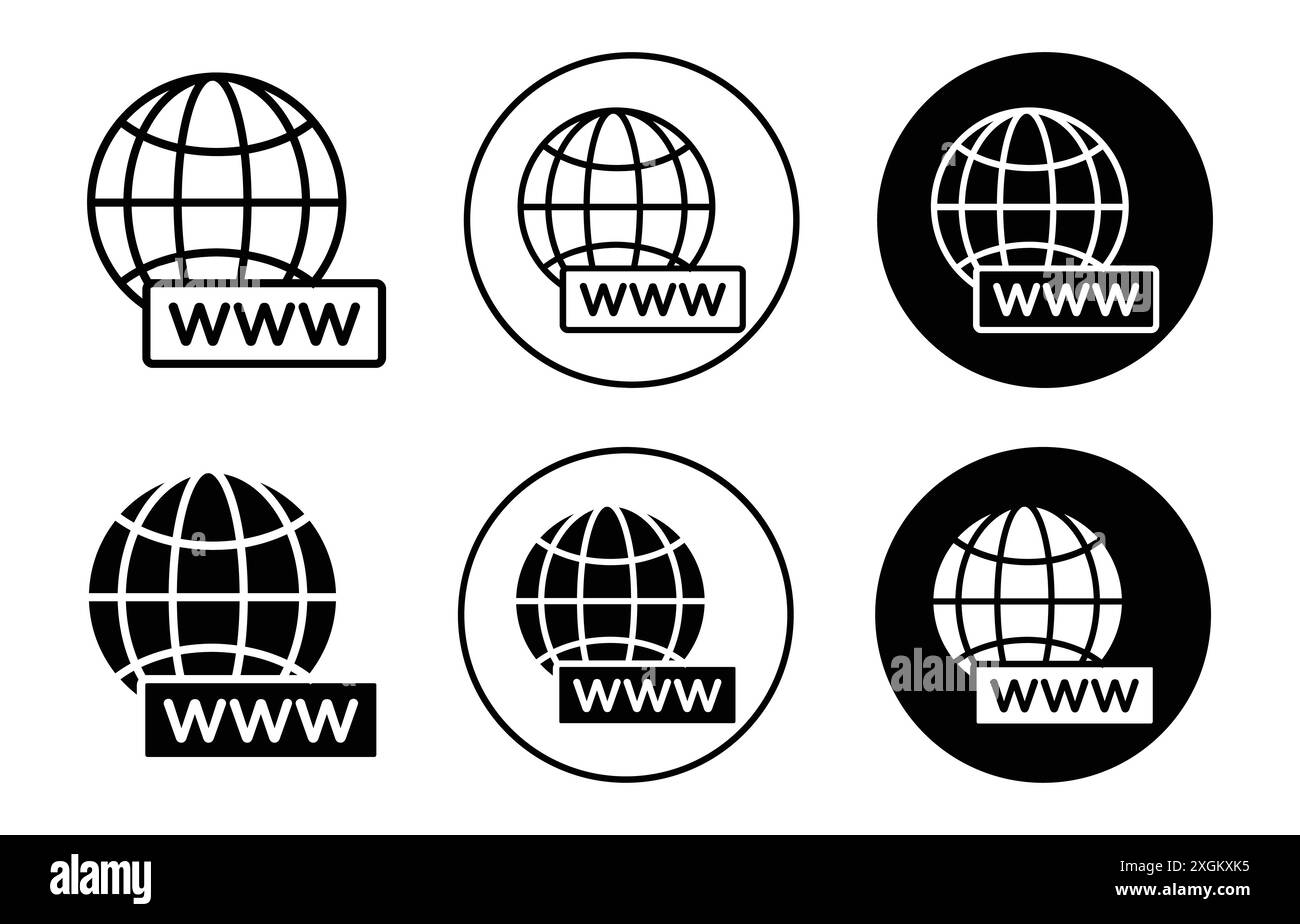 Domains Symbol Logo Vektorkontur in Schwarz-weiß Stock Vektor