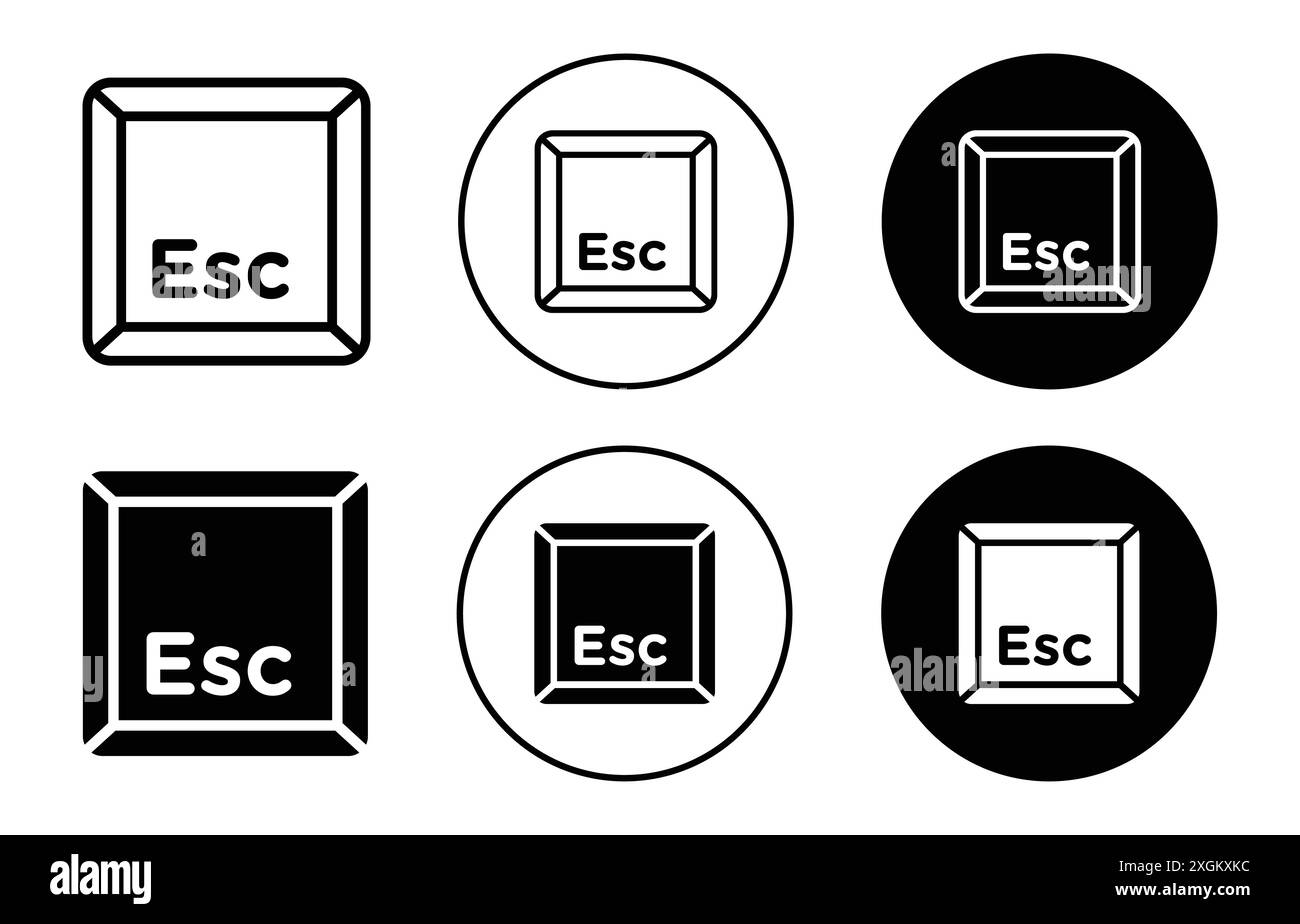 ESC-Symbol Logo-Vektorkontur in Schwarz-weiß Stock Vektor