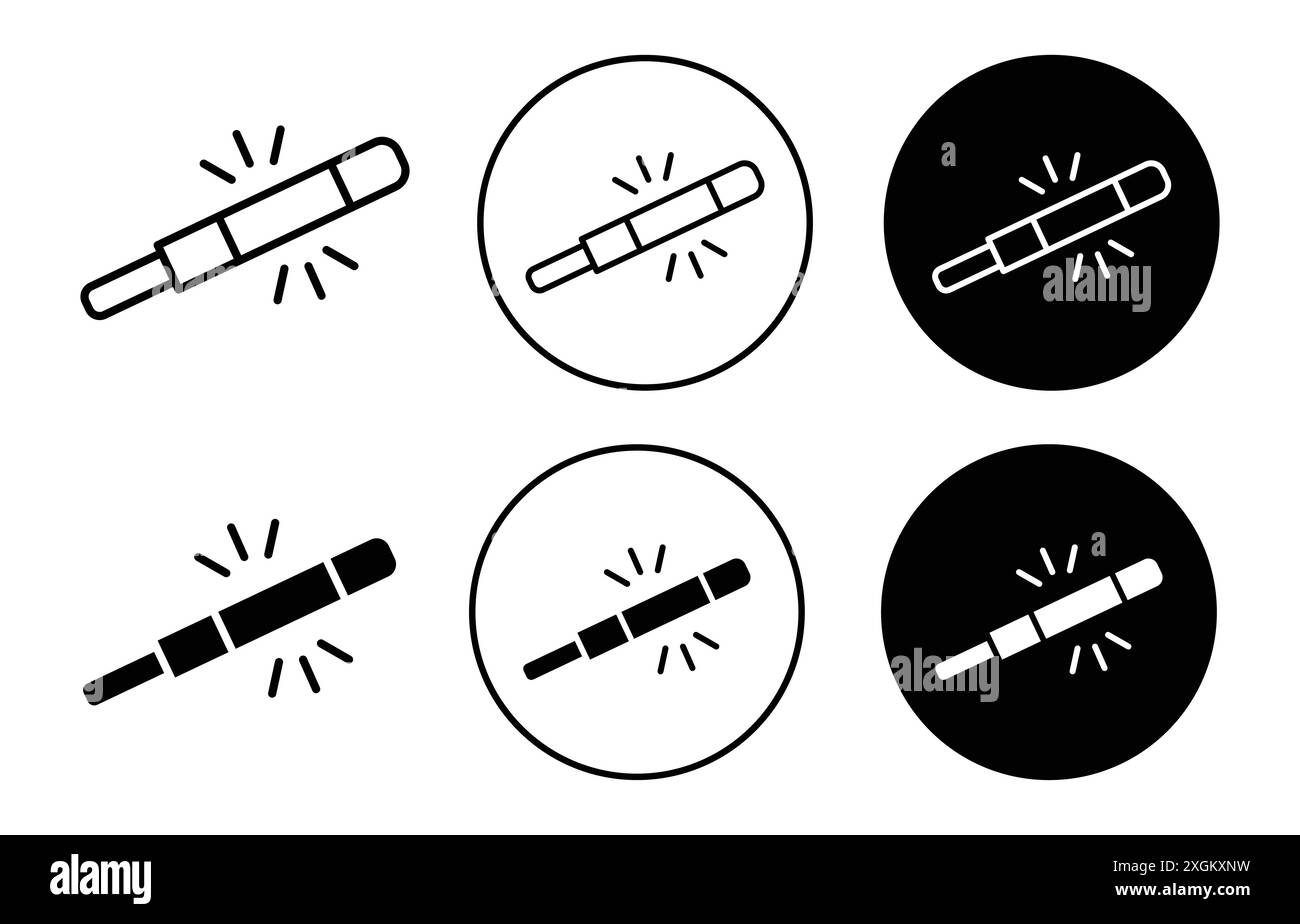 Lichtstab Symbol Logo Zeichen Vektorkontur in schwarz-weiß Farbe Stock Vektor
