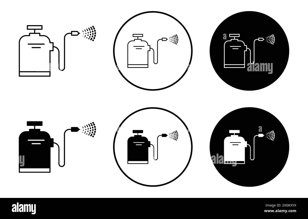 Drucksprüher-Symbol Logo-Zeichen Vektorkontur in Schwarz-weiß Stock Vektor
