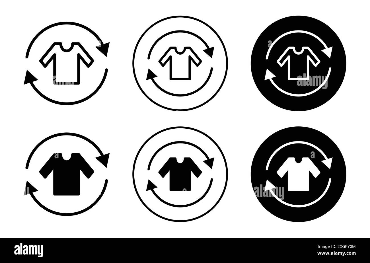 Recycling Kleidung Symbol Logo Vektorumrandung in schwarz-weiß Farbe Stock Vektor