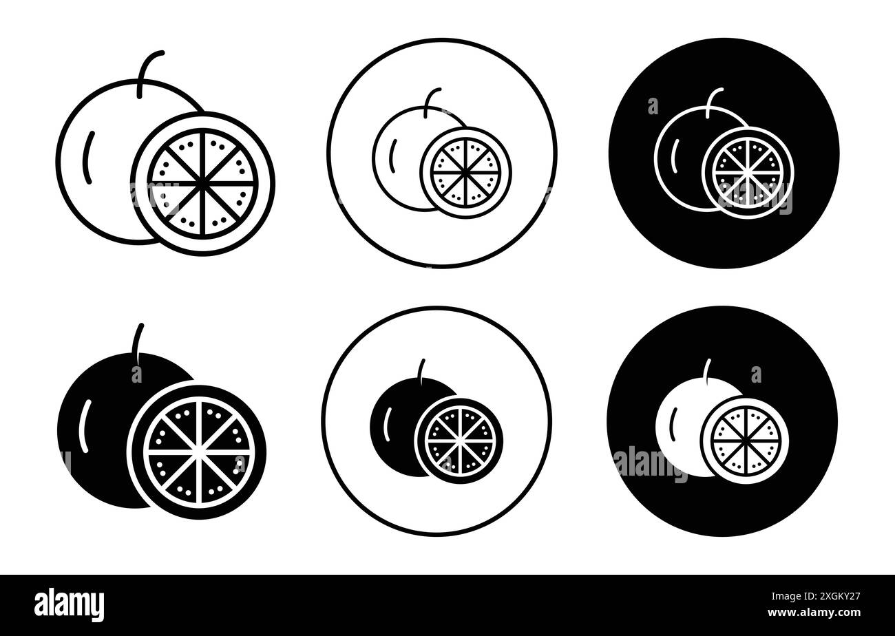 Grapefruit Symbol Logo Vektor Umriss in Schwarz-weiß Farbe Stock Vektor