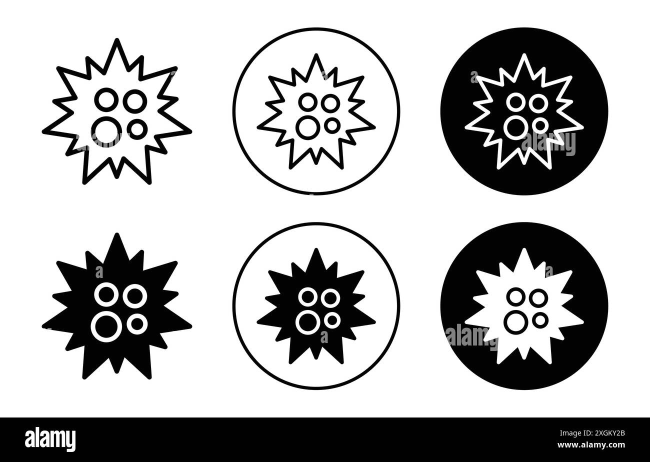 Seeigel Icon Logo Zeichen Vektor Umriss in schwarz-weiß Farbe Stock Vektor