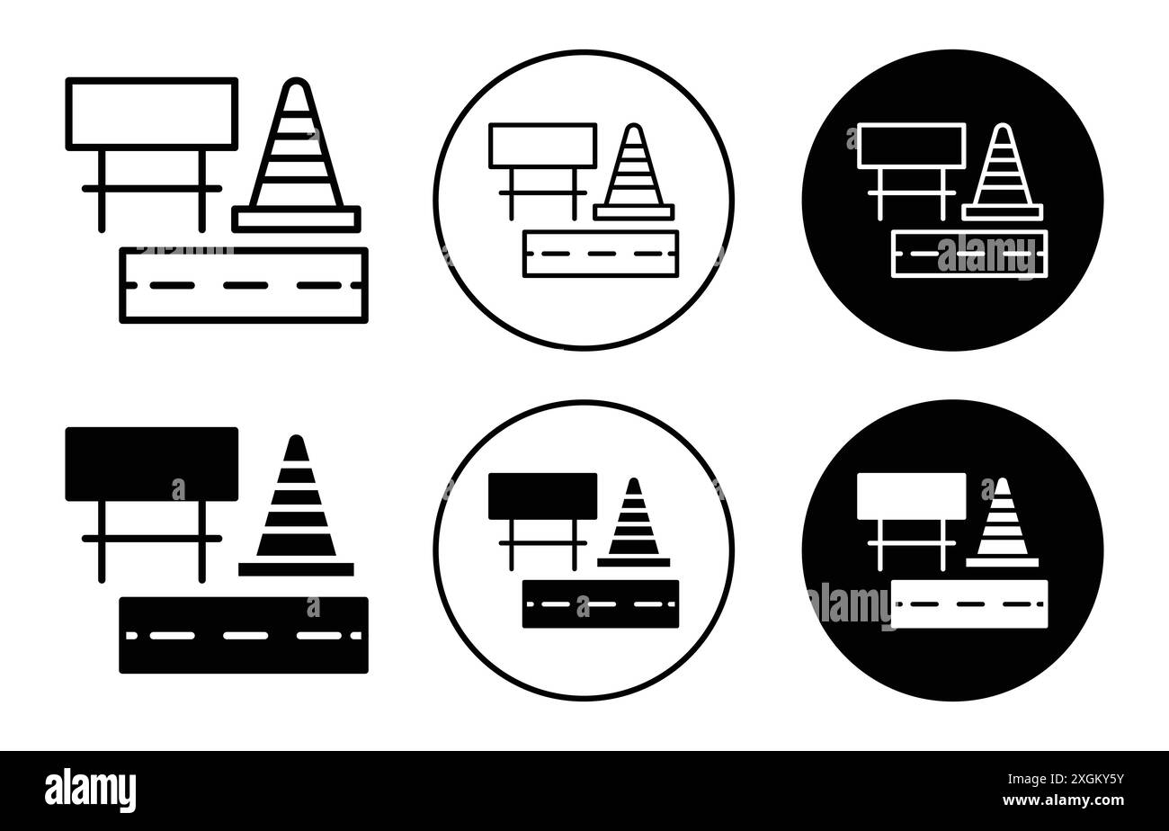 Straßenbau-Symbol Logo-Vektorumriss in Schwarz-weiß-Farbe Stock Vektor