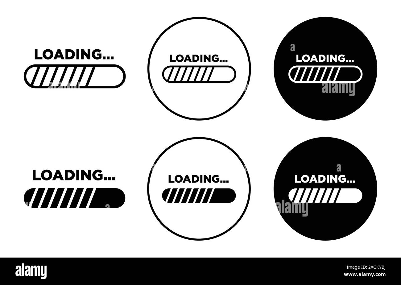 Website-Ladebalken-Symbol Logozeichen Vektorumrandung in Schwarz-weiß Stock Vektor