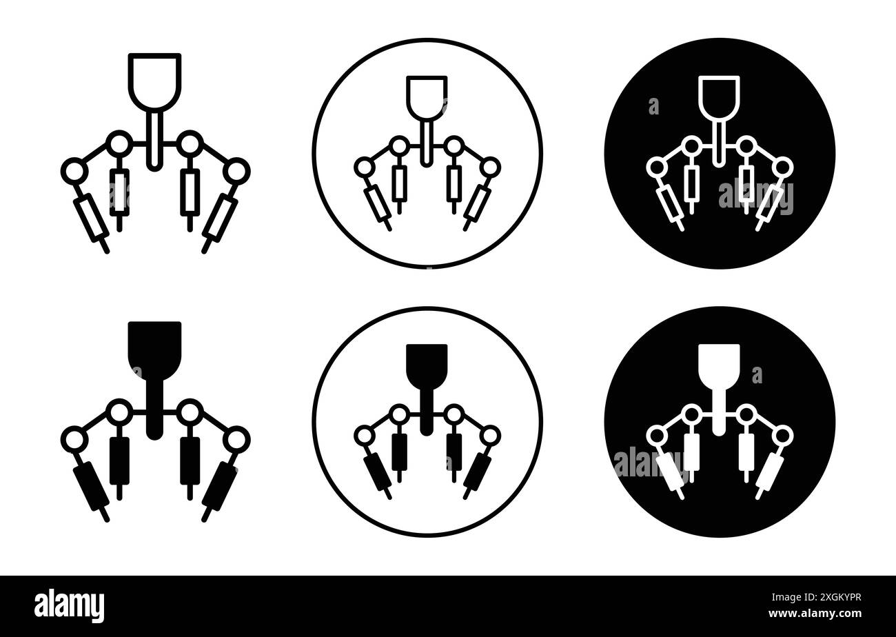 Robotic Chirurgie Symbol Logo Vektorumrandung in schwarz-weiß Farbe Stock Vektor