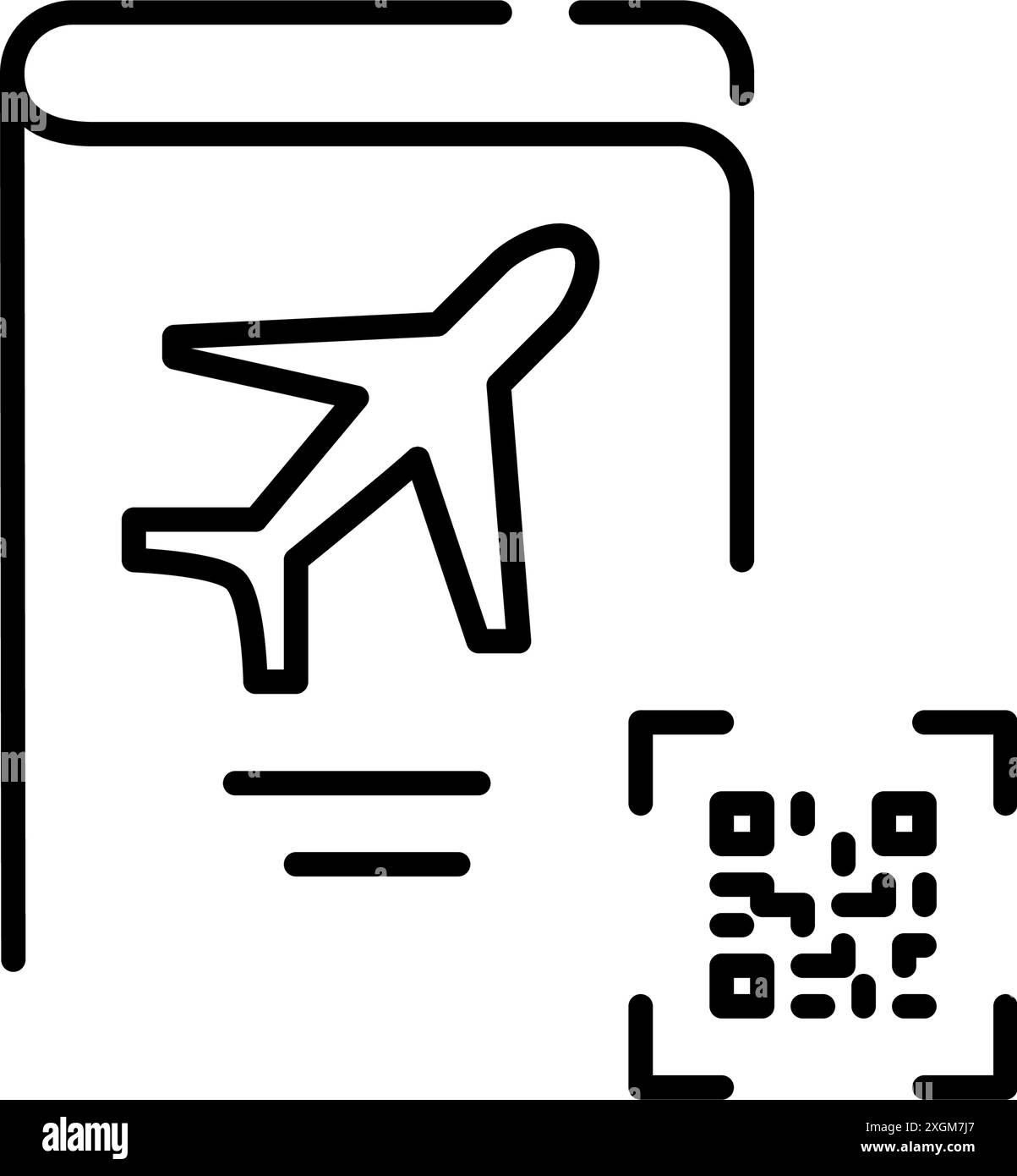 Internationaler Reisepass und qr-Code. Smart Travel ID, moderner automatisierter Check-in. Pixelperfektes, bearbeitbares Konturvektorsymbol Stock Vektor