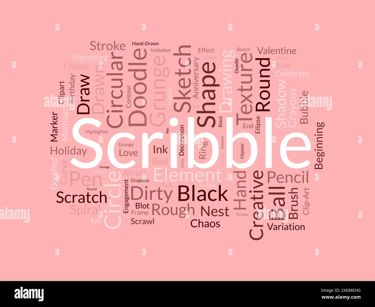 Scribble Word Cloud-Vorlage. Vektorhintergrund des Kunstkonzepts. Stock Vektor