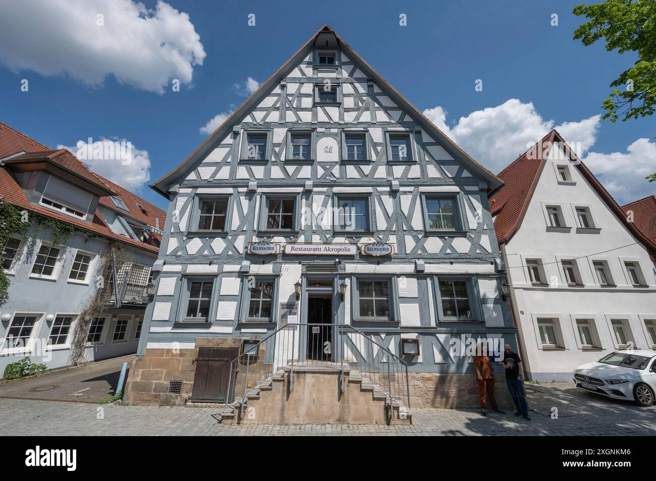 Historisches Wohnhaus mit Restaurant, Wiesentstraße 11, Forchheim, Oberfranken, Bayern, Deutschland Stockfoto