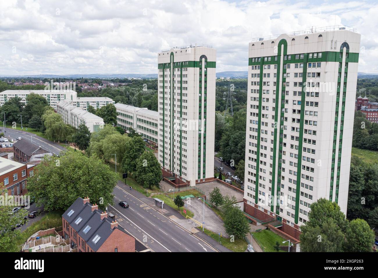 Blick auf das Wohngut Lancashire Hill in Stockport, Greater Manchester. Stockfoto