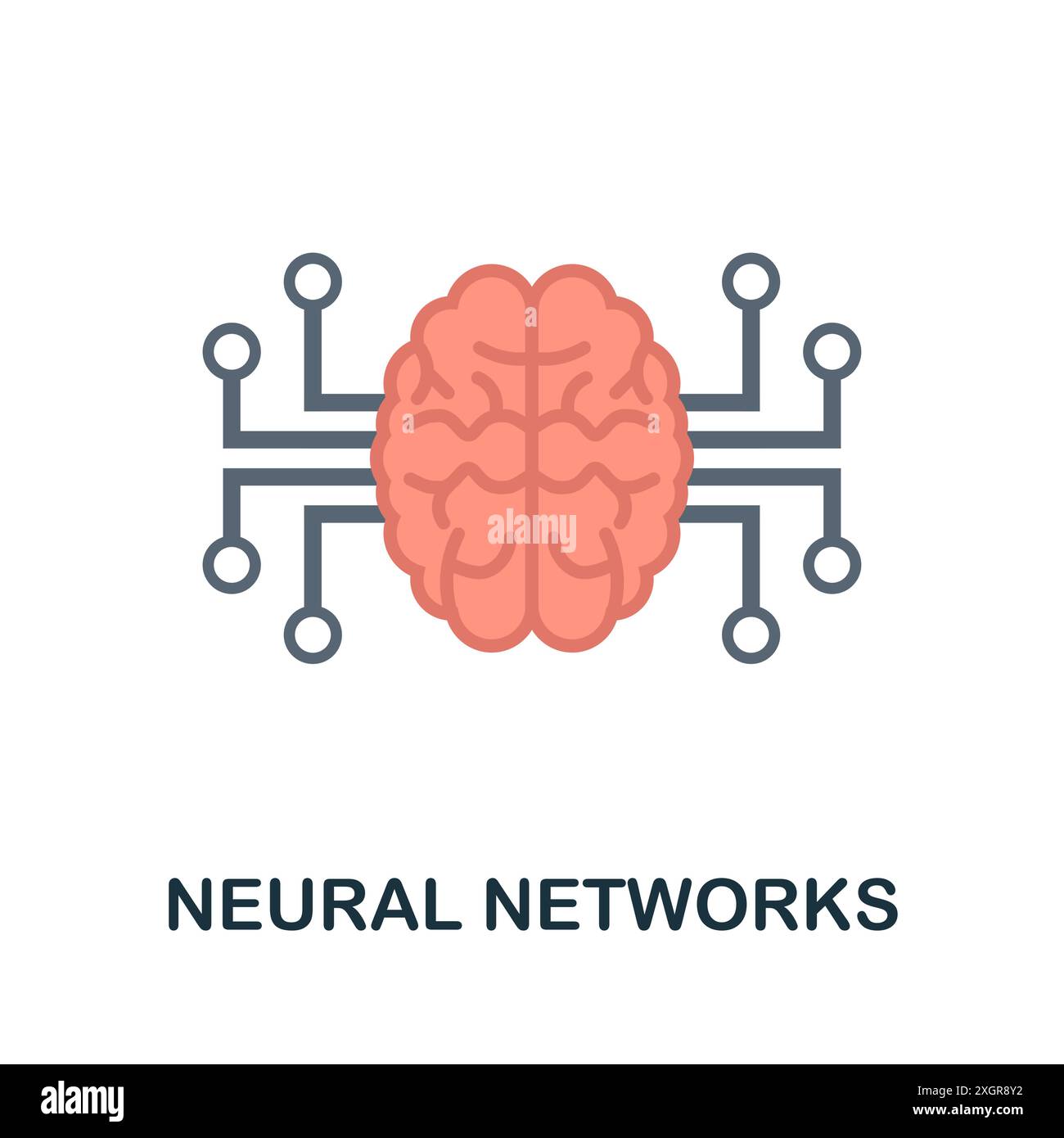 Flaches Symbol für neuronale Netzwerke. Farbiges Schild aus der Kollektion maschinelles Lernen. Illustration der kreativen neuronalen Netzwerke für Webdesign, Infografiken und Stock Vektor