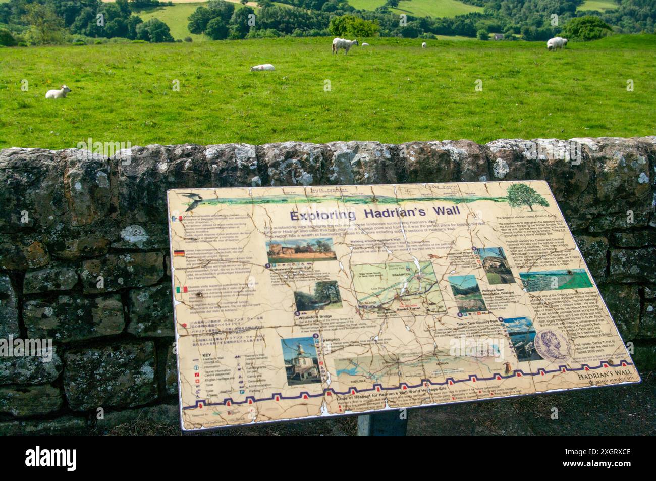 Touristeninformation Karte für Hadrians Wall England Stockfoto