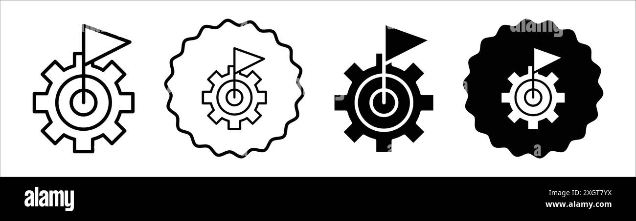 Symbol für Zieleinstellung Logo-Zeichen Vektorkontur in Schwarz-weiß Stock Vektor