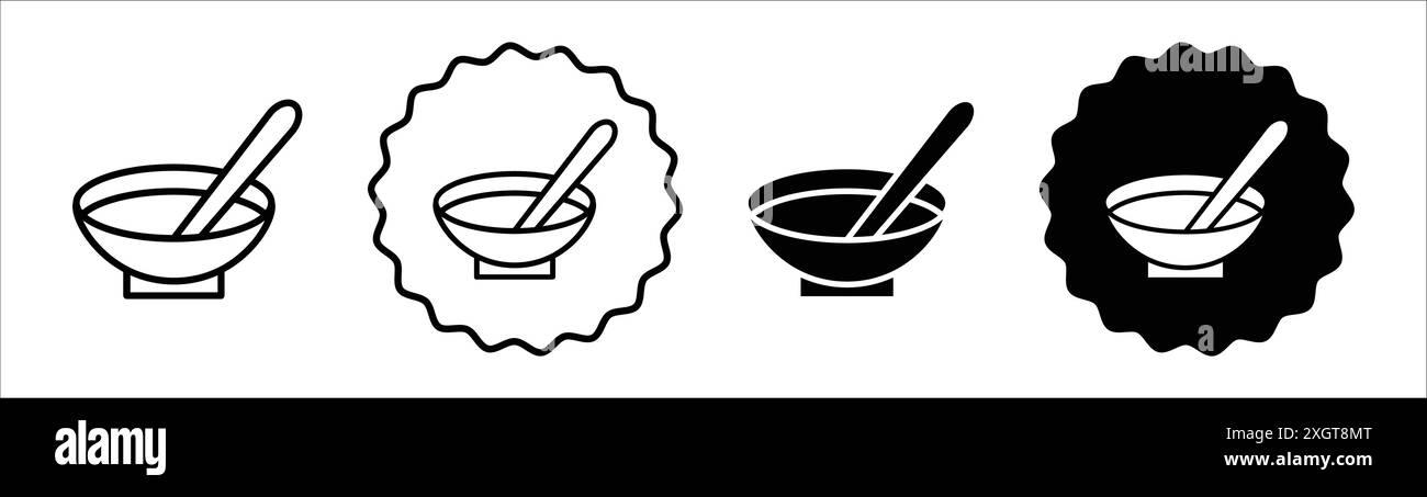 Porridge Baby Müsli Symbol Logo Zeichen Vektor Umriss in schwarz-weiß Farbe Stock Vektor