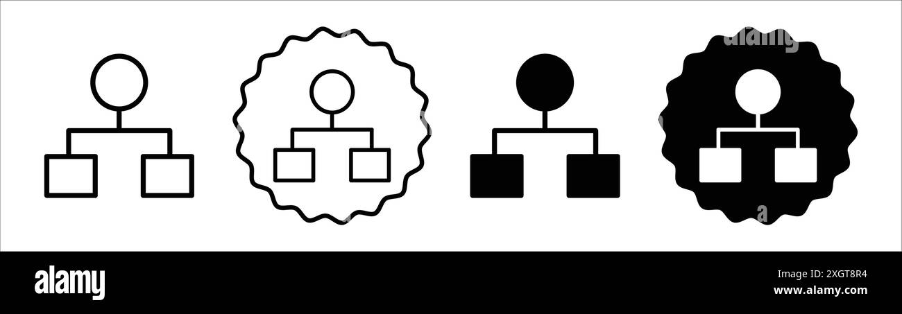 Hierarchische Reihenfolge Symbol Logozeichen Vektorkontur in Schwarz-weiß Stock Vektor
