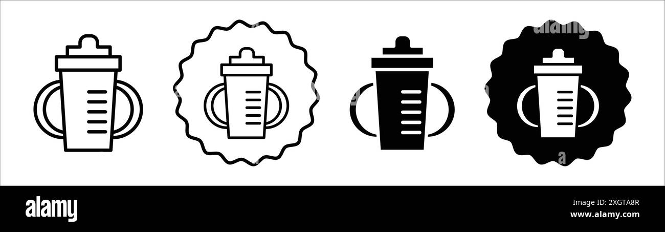 Sippy Cup Icon Logo Zeichen Vektorumriss in schwarz-weiß Farbe Stock Vektor