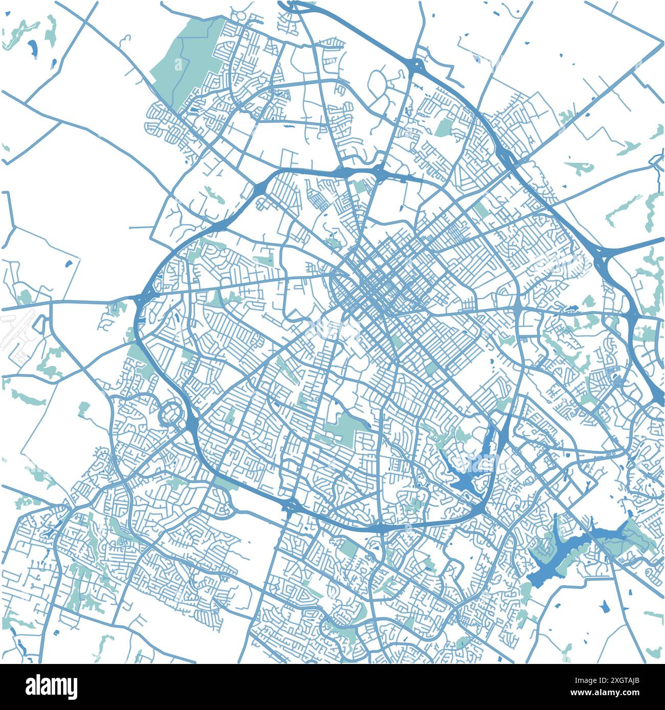 Karte von Lexington in Kentucky in blau. Enthält mehrschichtigen Vektor mit Straßen, Wasser, Parks usw. Stock Vektor