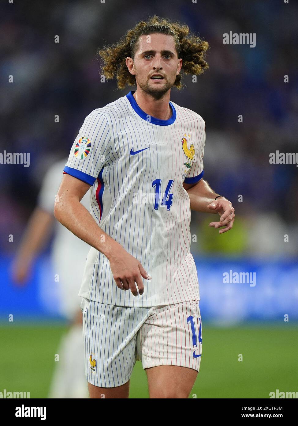 Der Franzose Adrien Rabiot während der UEFA Euro 2024, Halbfinalspiel in der Münchner Fußballarena. Bilddatum: Dienstag, 9. Juli 2024. Stockfoto