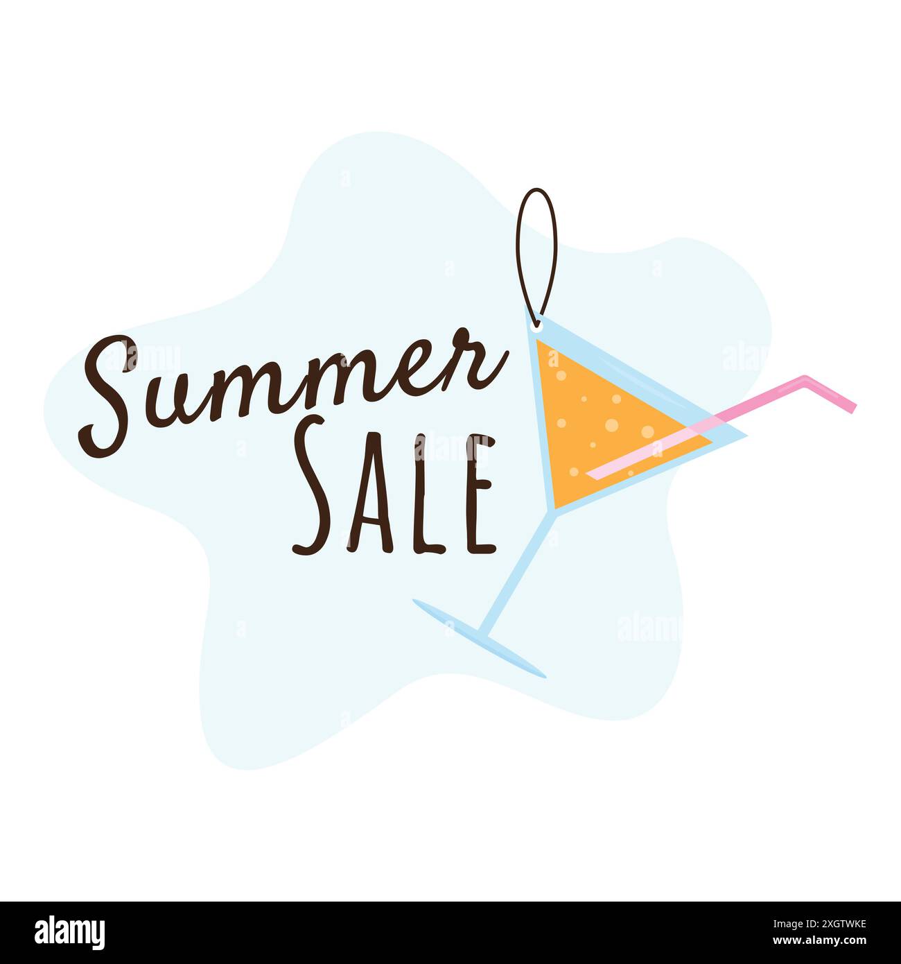 Sommerangebot. Eine einfache Vektor-Illustration eines Cocktail-Tags. Bild für Werbung, Werbung, Banner Stock Vektor